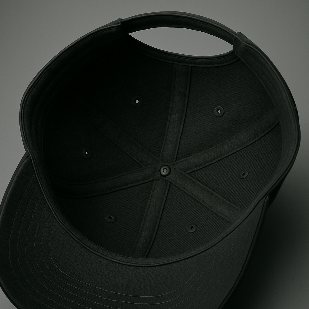 Black cap on a gray background